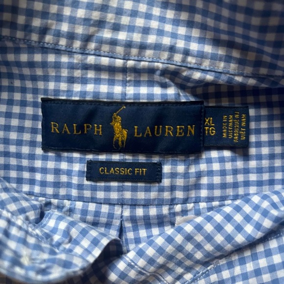 Ralph Lauren Men's Polo shirt Blue Plaid Check Classic Fit Long Sleeve Size XL - Picture 4 of 7